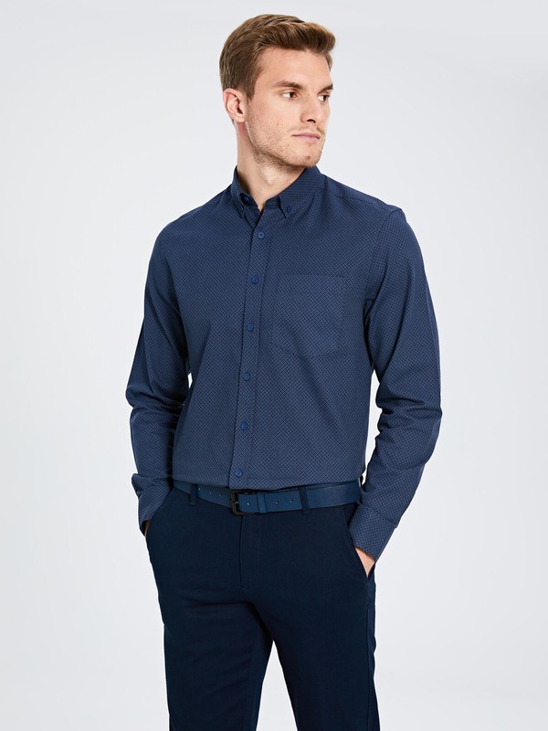 Lacivert Slim Fit Kisa Kollu Viskon Gomlek Lc Waikiki