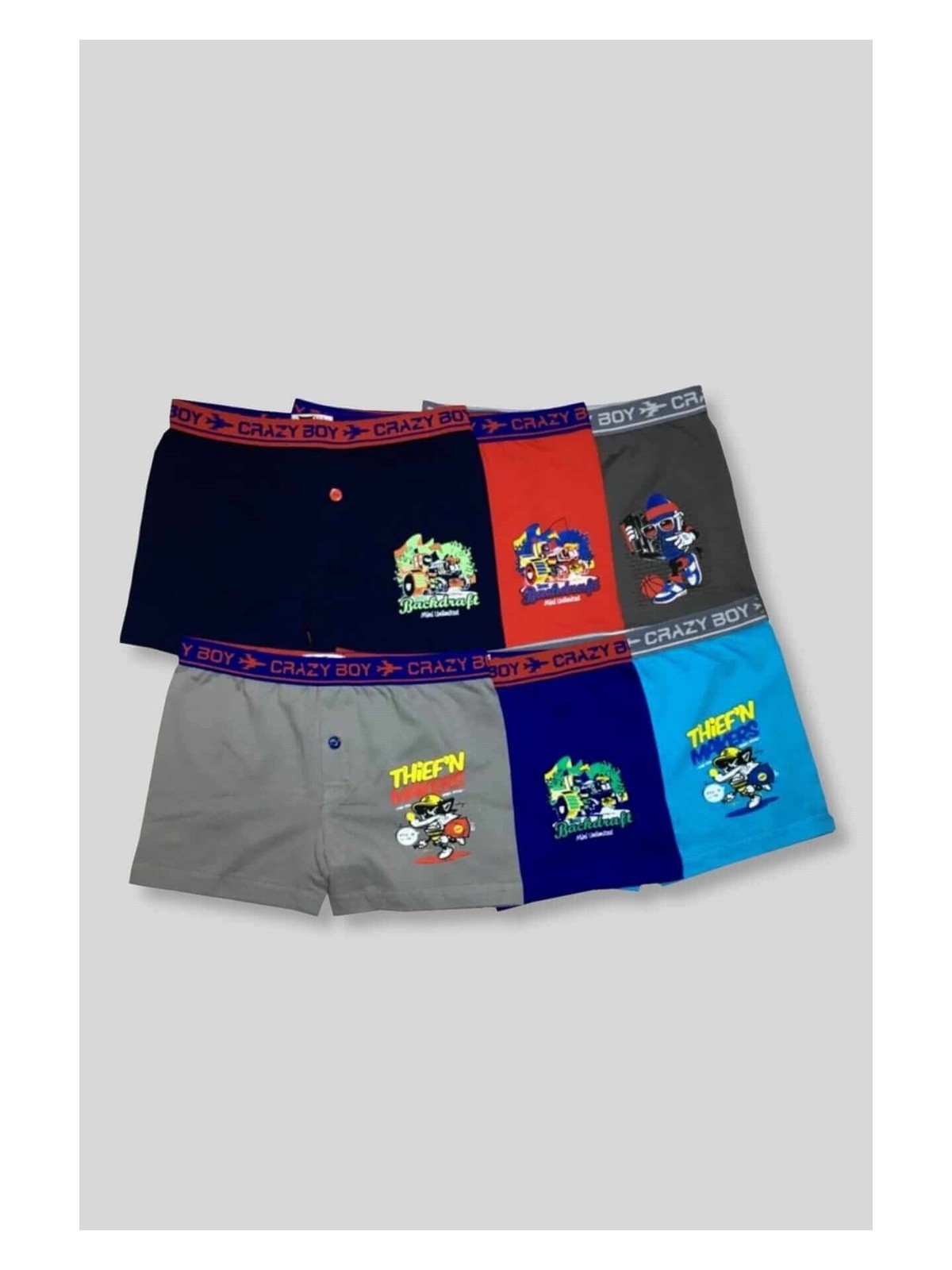 Tutku Erkek Çocuk Elastan Baskılı Boxer 6'lı Paket