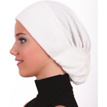 ELYSIANfidan Topuzlu Brokar Krem Hazır Türban Tesettür Bone