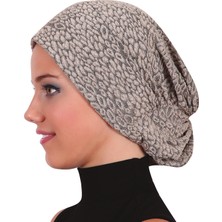 ELYSIANfidan Topuzlu Brokar Bej Hazır Türban Tesettür Bone