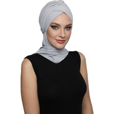 ELYSIANfidan Kardelen Atkılı Açık Gri Hazır Türban Tesettür Bone