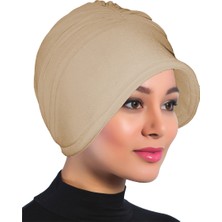 ELYSIANfidan Sandy Şapka Bej Hazır Türban Tesettür Bone