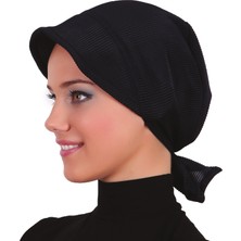 ELYSIANfidan Plise Şapka Lacivert Hazır Türban Tesettür Bone