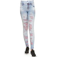 Fsm1453 Kız Çocuk Kot Baskılı Tayt