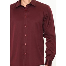 Varetta Erkek Bordo Dar Kesim Slim Fit Düz Uzun Kol Gömlek