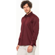 Varetta Erkek Bordo Dar Kesim Slim Fit Düz Uzun Kol Gömlek