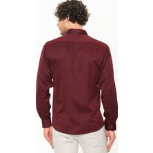 Varetta Erkek Bordo Dar Kesim Slim Fit Düz Uzun Kol Gömlek