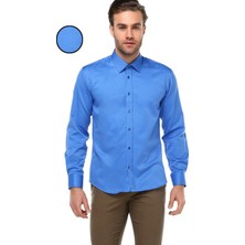 Varetta Erkek Koyu Mavi Dar Kesim Slim Fit Düz Uzun Kol Gömlek