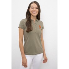 U.S. Polo Assn. Kadın Haki Basic T-Shirt