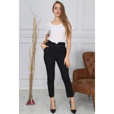 Bluence Beli Kemerli Siyah Kumaş Pantolon 42
