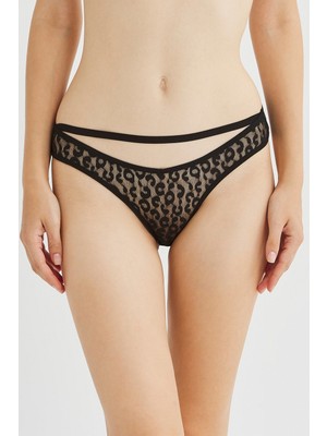 Penti Siyah Full Lace Slip Külot
