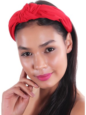 Hahai Accessories  Kadın Geniş Band Kırmızı Renk  Düğümlü  Taç