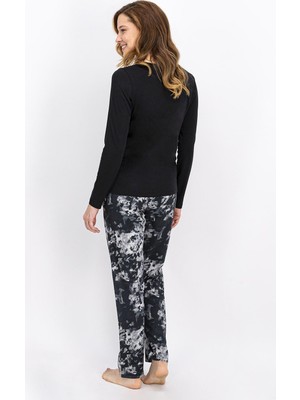 Arnetta Floral Siyah Kadın Pijama Takımı
