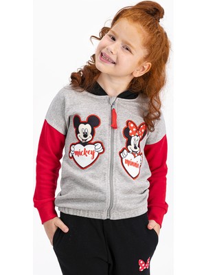 Minnie Mouse Lisanslı Grimelanj Kız Çocuk Kapüşonlu Eşofman Takımı