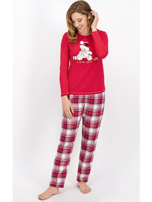 Arnetta Little Bear Açık Kırmızı Kadın Pijama Takımı