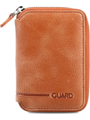Guard Fermuarlı Antik Taba Deri Mini Cüzdan