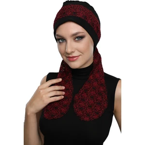 Fidan Bone Buklet Bandana Bağlamalı Siyah Bordo Hazır Türban Tesettür Bone