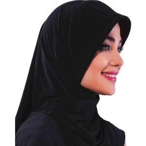 Fidan Bone Çapraz Takmatik Siyah Hazır Türban Tesettür Bone Namaz Örtüsü