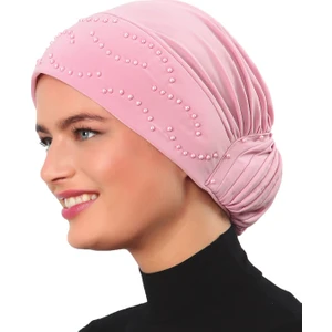 Fidan Bone Topuzlu Pudra Hazır Türban Tesettür Bone