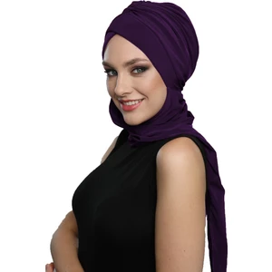 Fidan Bone Kardelen Atkılı Mor Hazır Türban Tesettür Bone