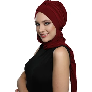 Fidan Bone Kardelen Atkılı Bordo Hazır Türban Tesettür Bone