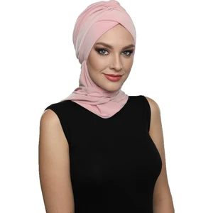Fidan Bone Kardelen Atkılı Pudra Hazır Türban Tesettür Bone