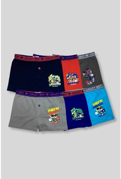 Tutku Erkek Çocuk Elastan Baskılı Boxer 6'lı Paket