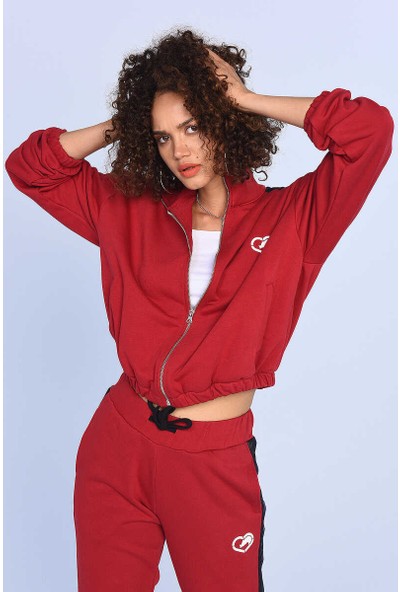 Ecko Unlimited Kadın Kırmızı Fermuarlı Sweatshirt