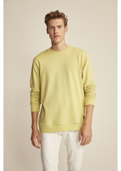 Travis Yeşil Renk Bisiklet Yaka Sweatshirt L