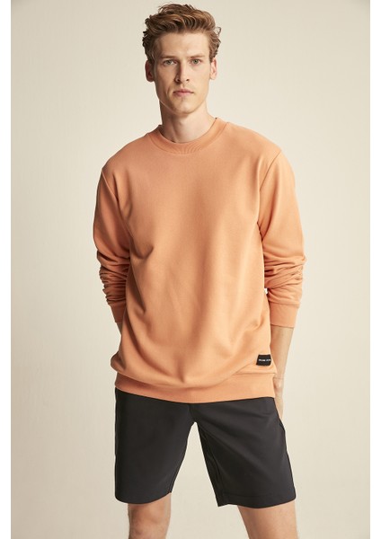 Travis Turuncu Renk Bisiklet Yaka Sweatshirt L