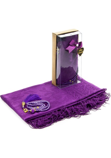 Mevlid Hediye Seti - Tesbihli - Şal Örtülü - Mor Renk