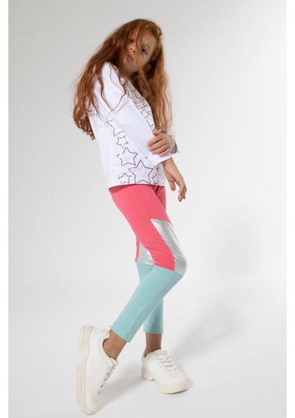Color Block Tayt Mint-Pembe - 4 Yaş