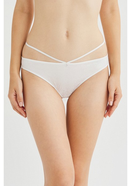 Kar Beyaz Bloom Saten Brazilian Külot