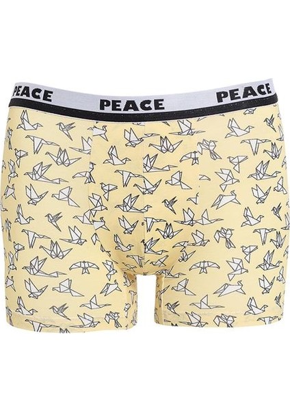 Sarı Erkek Turna Kuşu Desenli Compact Desenli Boxer