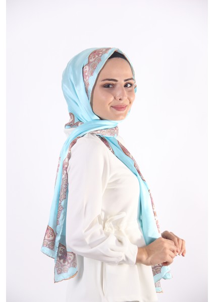 Kenarları Desenli İpek Şal 170*55cm