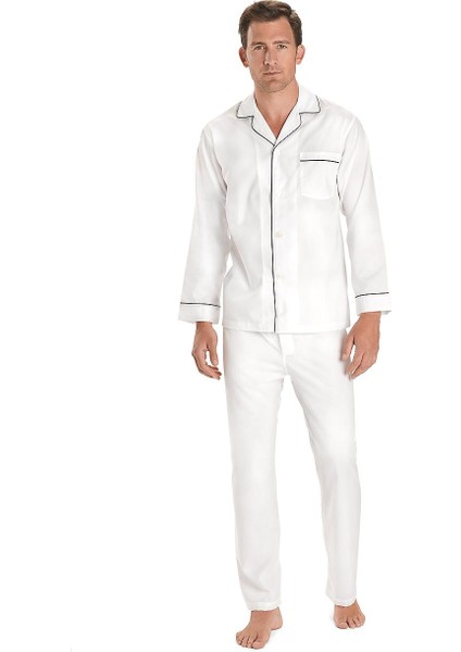 Erkek Beyaz Pamuklu Pijama