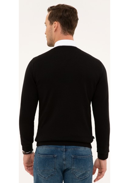 Erkek Siyah Slim Fit V Yaka Basic Triko Kazak 50230806-VR046 fırsatları