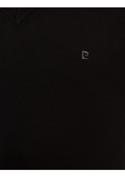 Erkek Siyah Slim Fit V Yaka Basic Triko Kazak 50230806-VR046 indirimleri