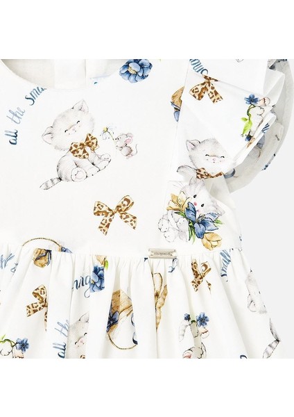 Kız Bebek Kedicik Desenli Elbise 1928 modelleri