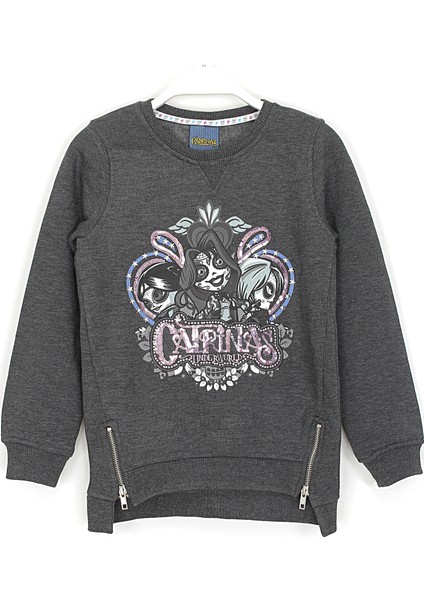Pul Payet 3 Ip Kışlık Kız Çocuk Sweatshirt 8 Yaş Füme