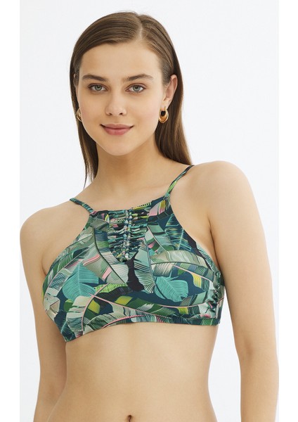 Çok Renkli Aloe Halter Bikini Üstü