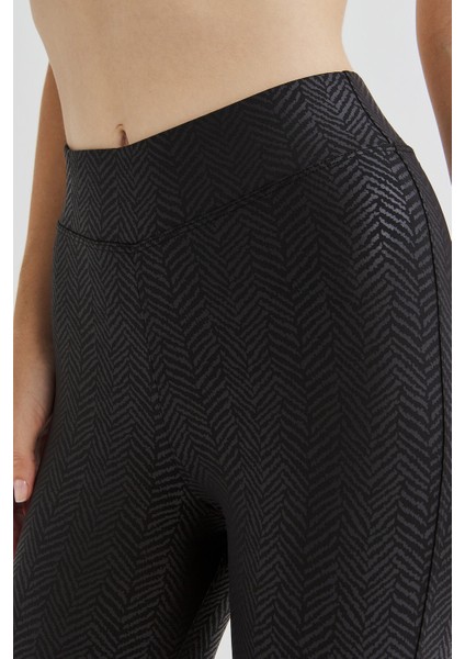 Siyah Herringbone Termal Tayt