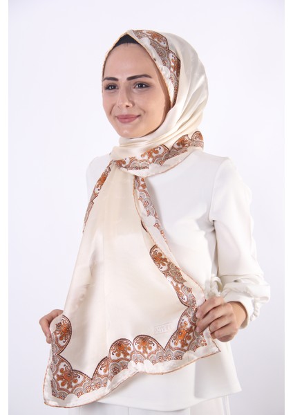 Kenarları Desenli İpek Şal 170*55cm