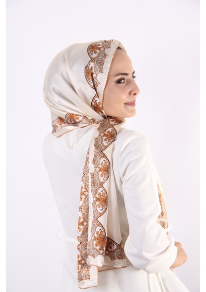 Kenarları Desenli İpek Şal 170*55cm