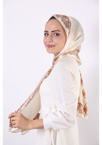 Kenarları Desenli İpek Şal 170*55cm