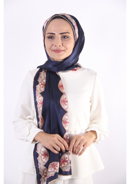 Kenarları Desenli İpek Şal 170*55cm