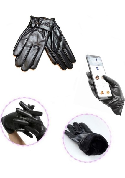 Moda Dokunmatik Ekran Uyumlu Erkek Suni Deri Eldiven 18K011 fiyatları