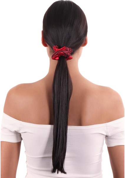 Kadın Pötikareli Kurdele Detaylı Scrunchie Toka