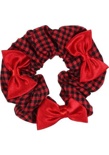 Kadın Pötikareli Kurdele Detaylı Scrunchie Toka