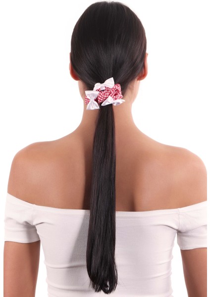 Kadın Pötikareli Kurdele Detaylı Scrunchie Toka modelleri
